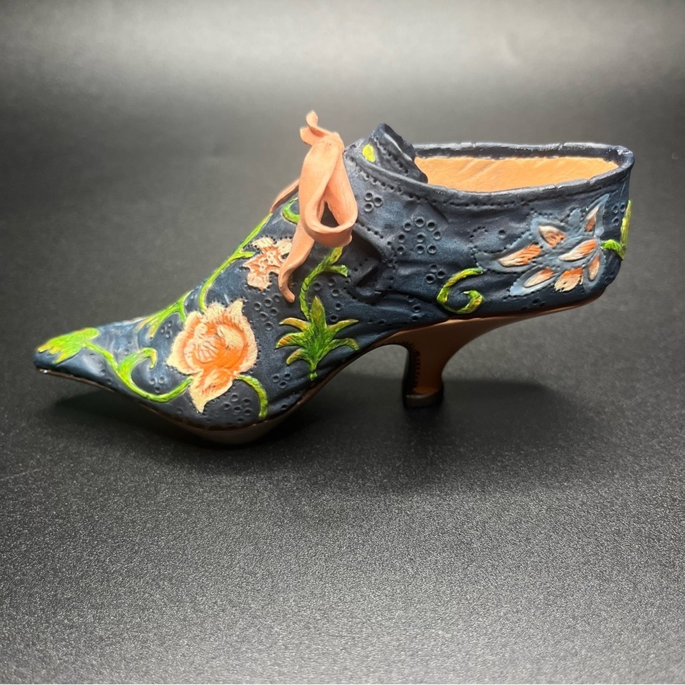 Raine Just The Right Shoe miniature lot gold mule floral shoe collectible decor - Picture 6 of 11
